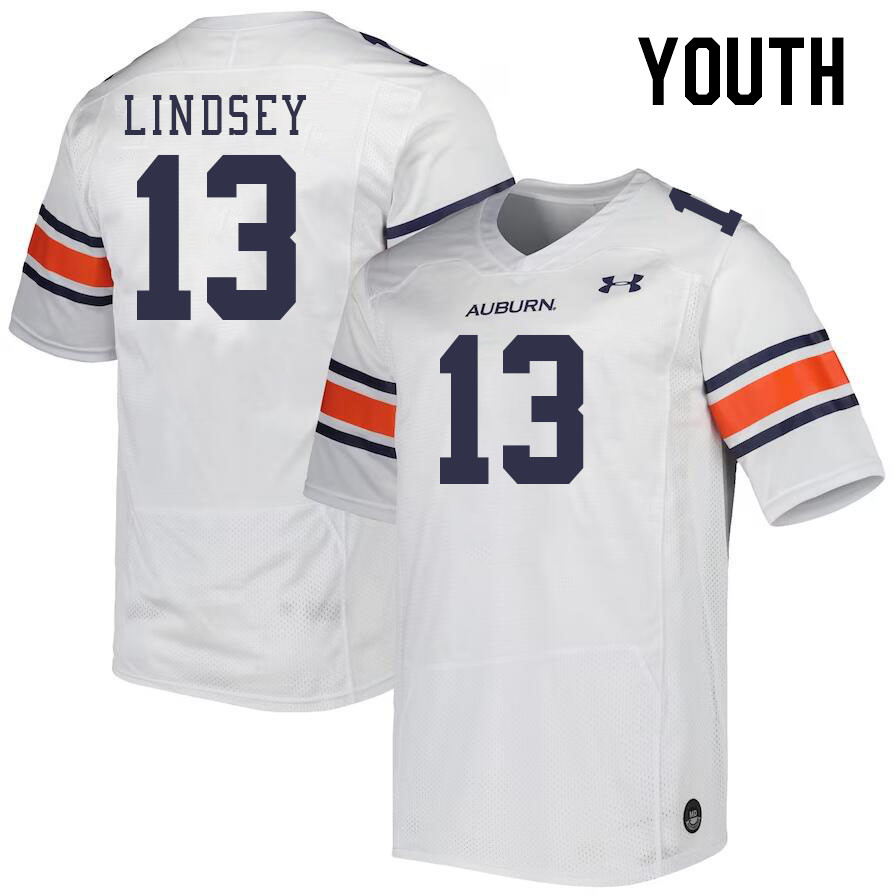 Youth #13 T.J. Lindsey Auburn Tigers College Football Jerseys Stitched-White